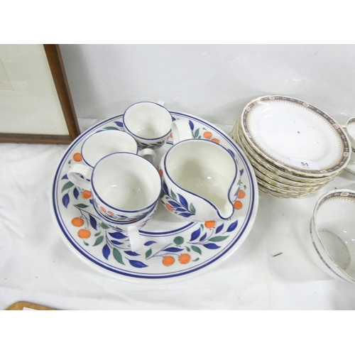 51 - Part Tuscan tea service and another by Johnson Bros.