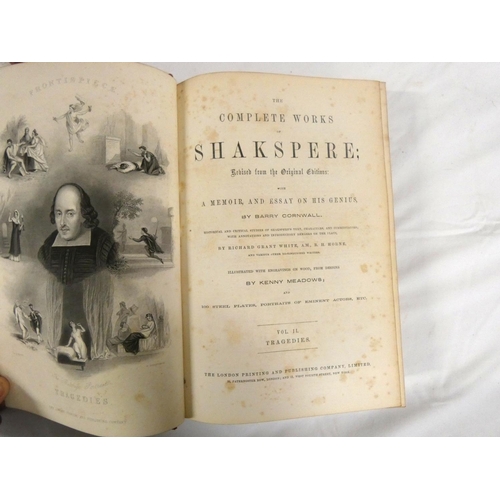 57 - Three leather bound Works of Shakespeare.