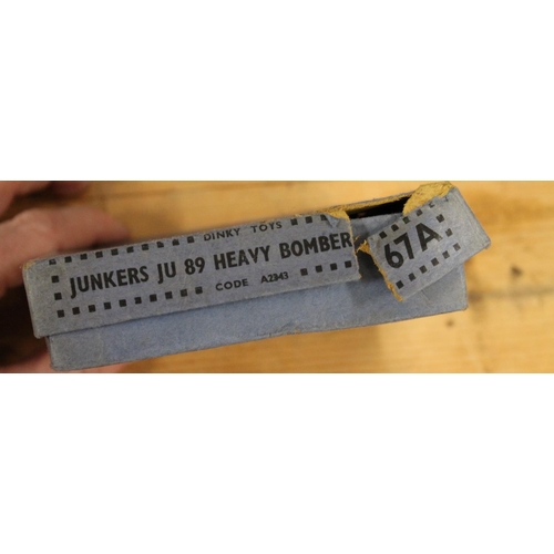 1101 - Dinky Toys pre war era 67A Junkers JU 89 Heavy Bomber, boxed.&nbsp;