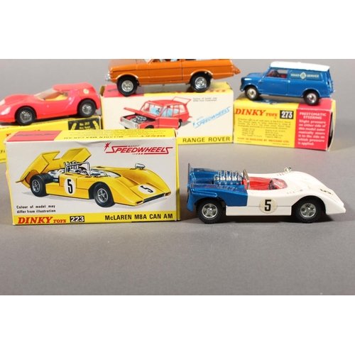 1082 - Dinky Toys diecast model vehicle 223 McLaren M8A Can Am, 192 Range Rover, 217 Alfa Romeo OSI Scarabe... 