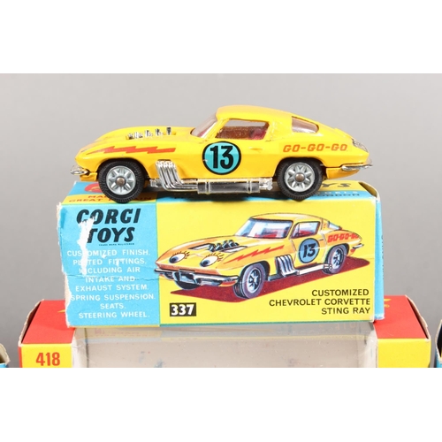 1088 - Corgi Toys diecast model vehicles to include 418 Austin London Taxi Whizzwheels, 330 Porsche Carrera... 