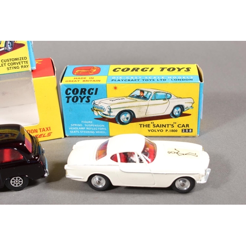 1088 - Corgi Toys diecast model vehicles to include 418 Austin London Taxi Whizzwheels, 330 Porsche Carrera... 