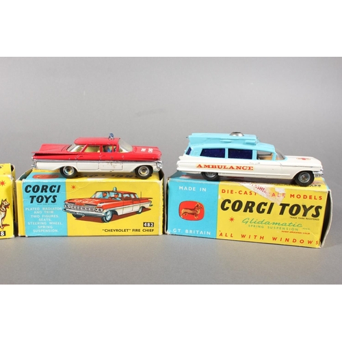 1092 - Corgi Toys diecast model vehicles to include 437 Superior Ambulance on Cadillac Chassis, 448 BMC Min... 