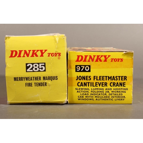 1077 - Dinky Toys diecast model vehicle 285 Merryweather Marquis Fire Tender and 970 Jones Fleetmaster Cant... 
