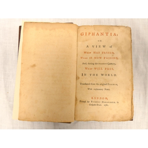 153 - (TIPHAIGNE DE LA ROCHE CHARLES F.).  Giphantia or A View of What Has Passed, What is Now Passing &am... 
