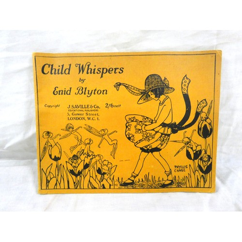 158 - BLYTON ENID. Child Whispers. Oblong. Pict. yellow cloth finish card binding. Inscribed by Enid Blyto... 