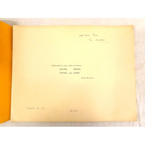 158 - BLYTON ENID. Child Whispers. Oblong. Pict. yellow cloth finish card binding. Inscribed by Enid Blyto... 