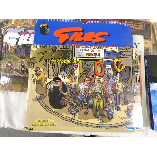 Large box of Giles books and calendars.