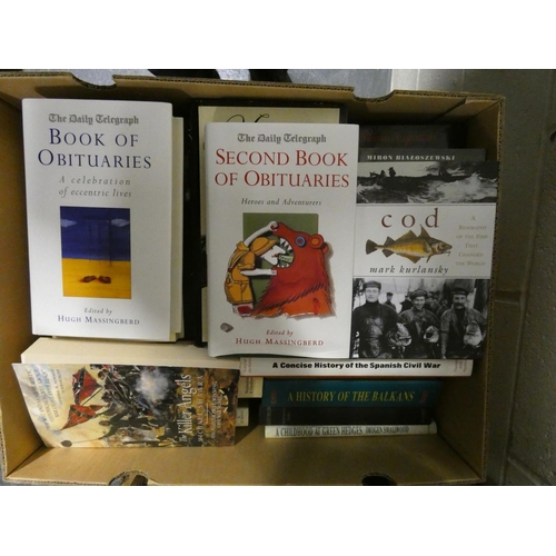 Box of books on WWI and box of miscellaneous titles. (2)