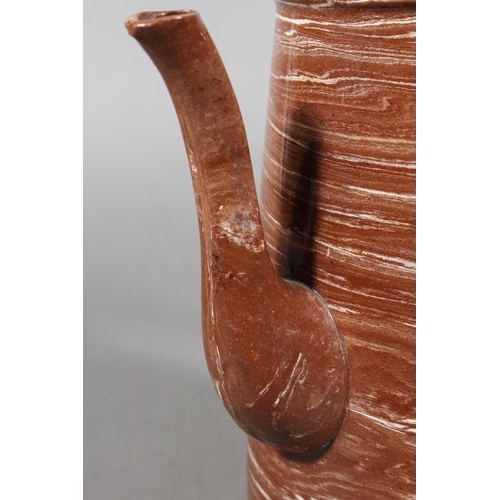 52 - Scottish pottery agate ware coffee pot in the manner of Prestonpans, Seaton and Fife potteries, 24cm... 