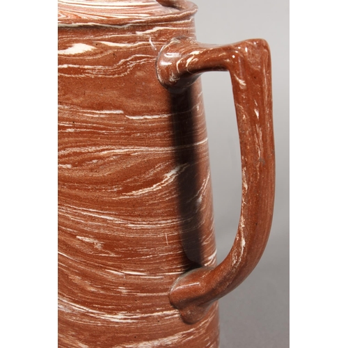 52 - Scottish pottery agate ware coffee pot in the manner of Prestonpans, Seaton and Fife potteries, 24cm... 