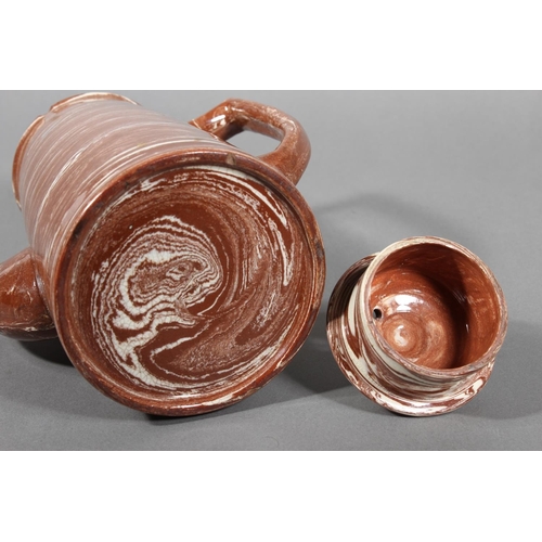 52 - Scottish pottery agate ware coffee pot in the manner of Prestonpans, Seaton and Fife potteries, 24cm... 