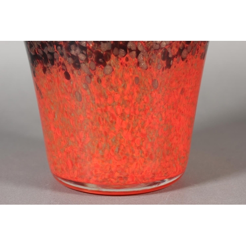 261 - Scottish art glass vase of baluster form, the mottled orange ground decorated with adventure inclusi... 