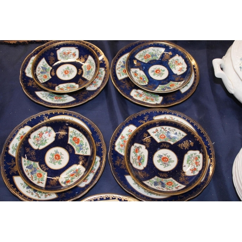 117 - Booths blue ground antique teaset with floral decoration.