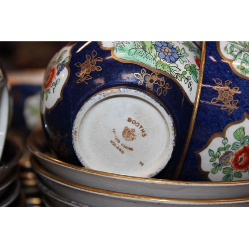 117 - Booths blue ground antique teaset with floral decoration.