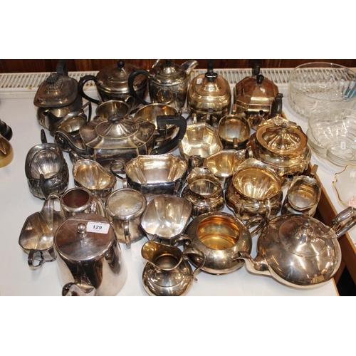 129 - Collection of silver plated tea services.