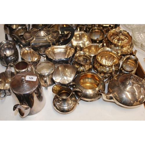 129 - Collection of silver plated tea services.