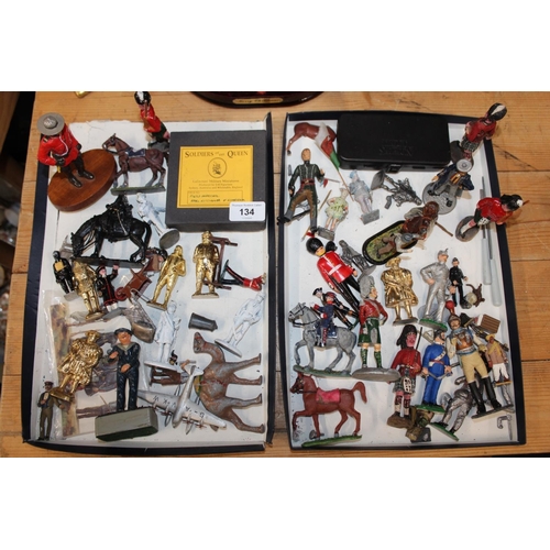 134 - Lead and plastic soldier and other models, military figures, etc.