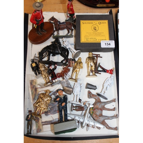134 - Lead and plastic soldier and other models, military figures, etc.