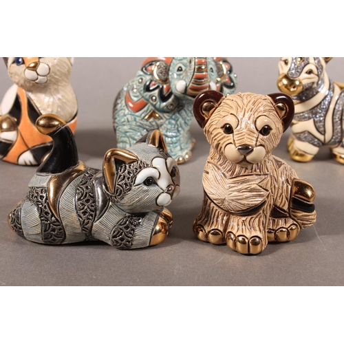 248 - De Rosa Porcelain Sculptures of Uruguay, six animal models to include elephant, cats etc. each with ... 