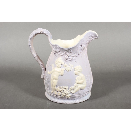 318 - Portmerion style relief moulded jug depicting cherubs.