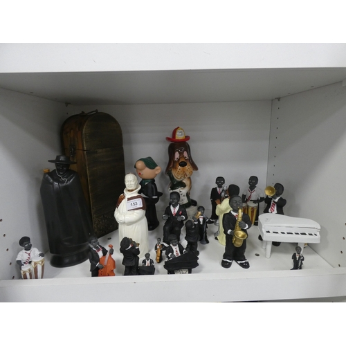 153 - Figural jazz band, Wedgwood Etruria decanter, decanter in the form of a monk, bottle case, musical a... 