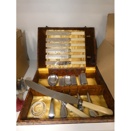 161 - Loose EP cutlery, hotel plate pots, stoneware crock, griddle pan, repouss&eacute; decorated dolphins... 