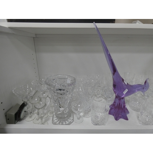 177 - Crystal and glassware to include decanter, whisky glasses, wine, liqueur and sherry glasses, vases, ... 