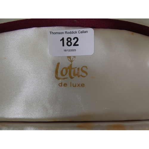 182 - String of synthetic pearls with 9ct gold snap, in fitted box by Lotus de Luxe.