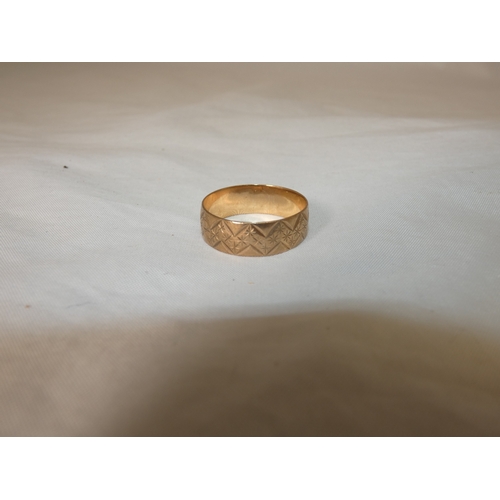 185 - 9ct rose gold band ring, '375', size W, 3.2g.