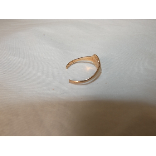 188 - 9ct gold ring, broken, 1.8g.