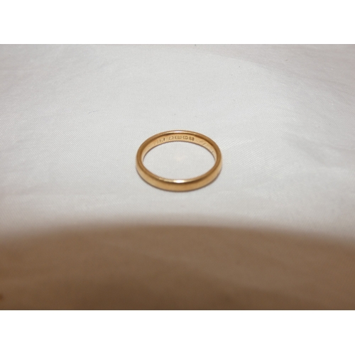213 - Antique 18ct gold band ring, Birmingham, engraved to the inner, size N, 3.5g.