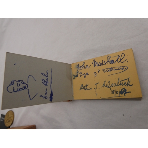 218 - Tin containing watches, jewellery and curios to include two rolled gold full hunter pocket watches, ... 