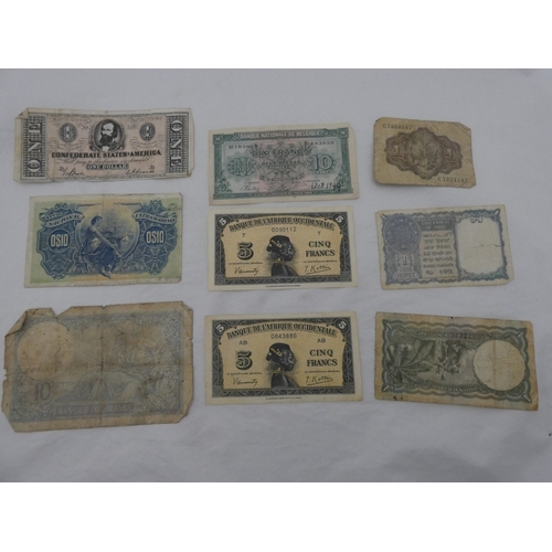 218 - Tin containing watches, jewellery and curios to include two rolled gold full hunter pocket watches, ... 