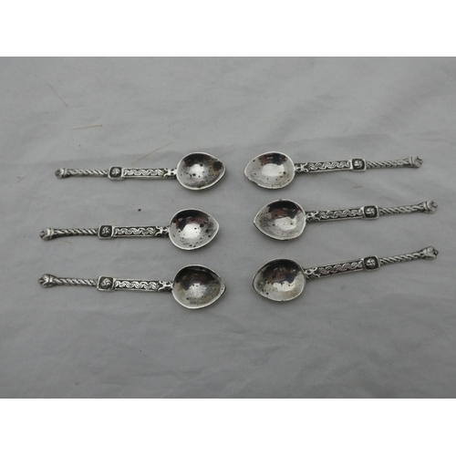 223A - Set of six replica Iona silver nunnery spoons by AH Darby & son, Birmingham 1945-46, 40g gross.