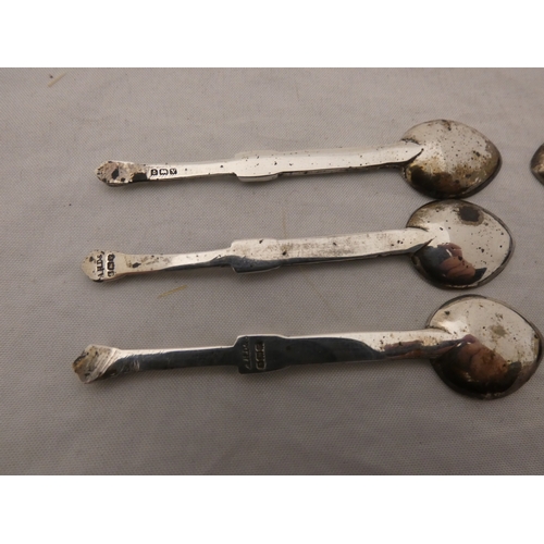 223A - Set of six replica Iona silver nunnery spoons by AH Darby & son, Birmingham 1945-46, 40g gross.