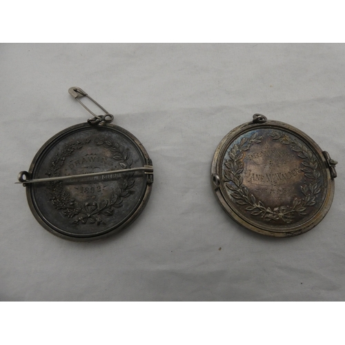 229 - Two Victorian Paisley Grammar School medals, mounted, engraved to the reverse, dated 1892 and 1895.&... 