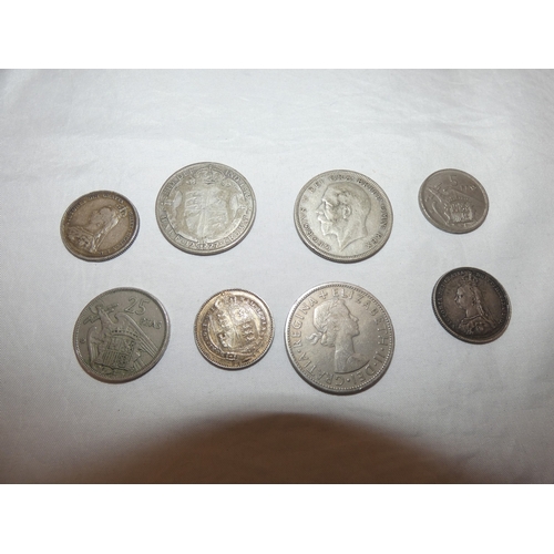230 - Edward VII 1902 silver crown, three small Victorian silver coins, 44g gross, and later coins, commem... 