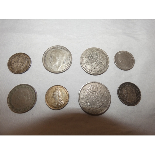 230 - Edward VII 1902 silver crown, three small Victorian silver coins, 44g gross, and later coins, commem... 
