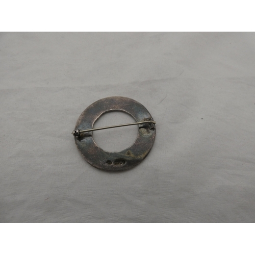 232 - Iona Celtic silver penannular brooch designed by Robert Allison, marks for Glasgow.