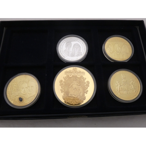 233 - Commemorative proof gilt coins, various denominations, to include Prince William and Catherine, silv... 