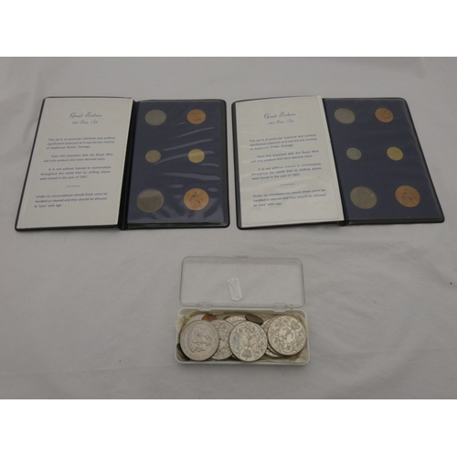 234 - Two Great Britain 1967 pre-decimal coin sets, commemorative coins to include Churchill, Prince Charl... 