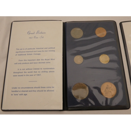 234 - Two Great Britain 1967 pre-decimal coin sets, commemorative coins to include Churchill, Prince Charl... 