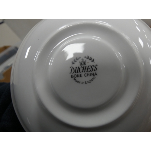 39 - Three cartons containing Duchess part tea sets to include 'Woodside' pattern and others.