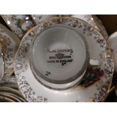 46 - Two cartons containing Gainsborough-style teawares, Standard, Royal Ascot etc.