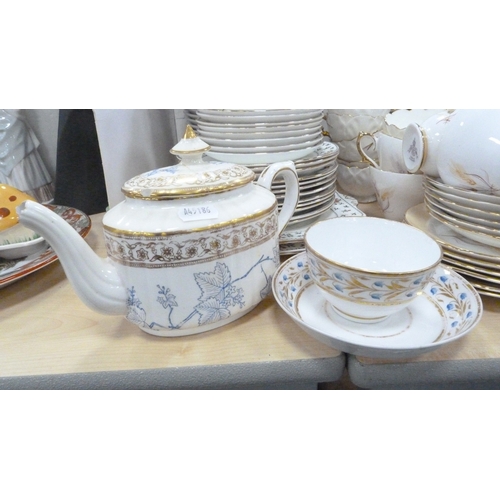 5 - Victorian teapot, tea bowl on stand, Gladstone part tea set, decorative part tea set on white ground... 