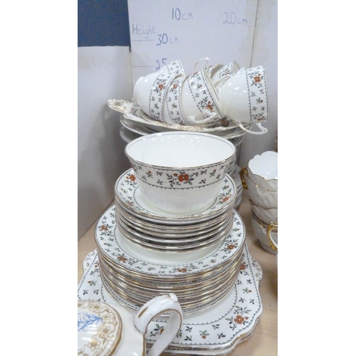 5 - Victorian teapot, tea bowl on stand, Gladstone part tea set, decorative part tea set on white ground... 