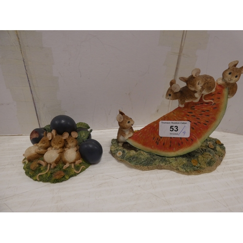 53 - Border Fine Arts Merrie Mice groups to include 'Plum Puddings' A1810, 'The Grape Escape' A1631, 'Cur... 