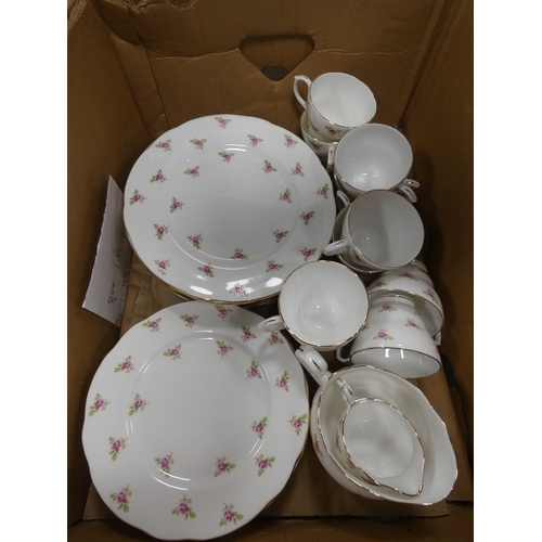 39 - Three cartons containing Duchess part tea sets to include 'Woodside' pattern and others.
