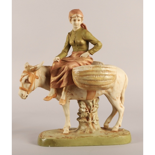 33 - Royal Dux ‘Girl on Donkey’ figure, impressed marks to base, 38cm h.